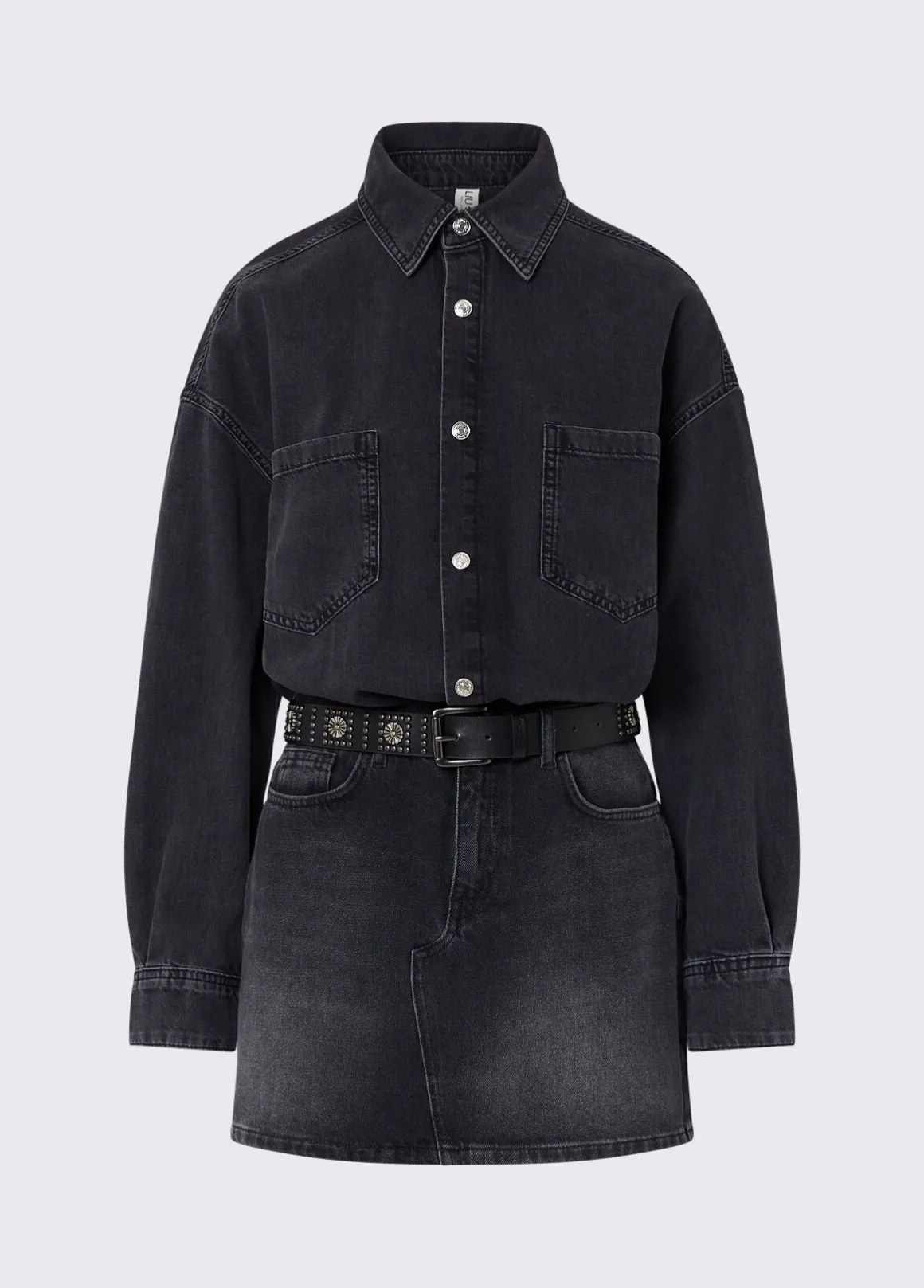 Abito corto in denim con cintura