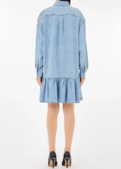 Abito in denim con pizzo
