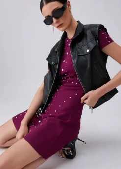 Abito in maglia con borchie
