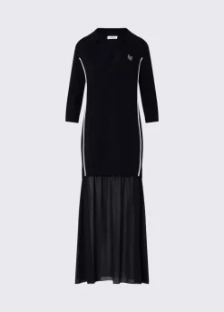 Abito in maglia con inserto in georgette