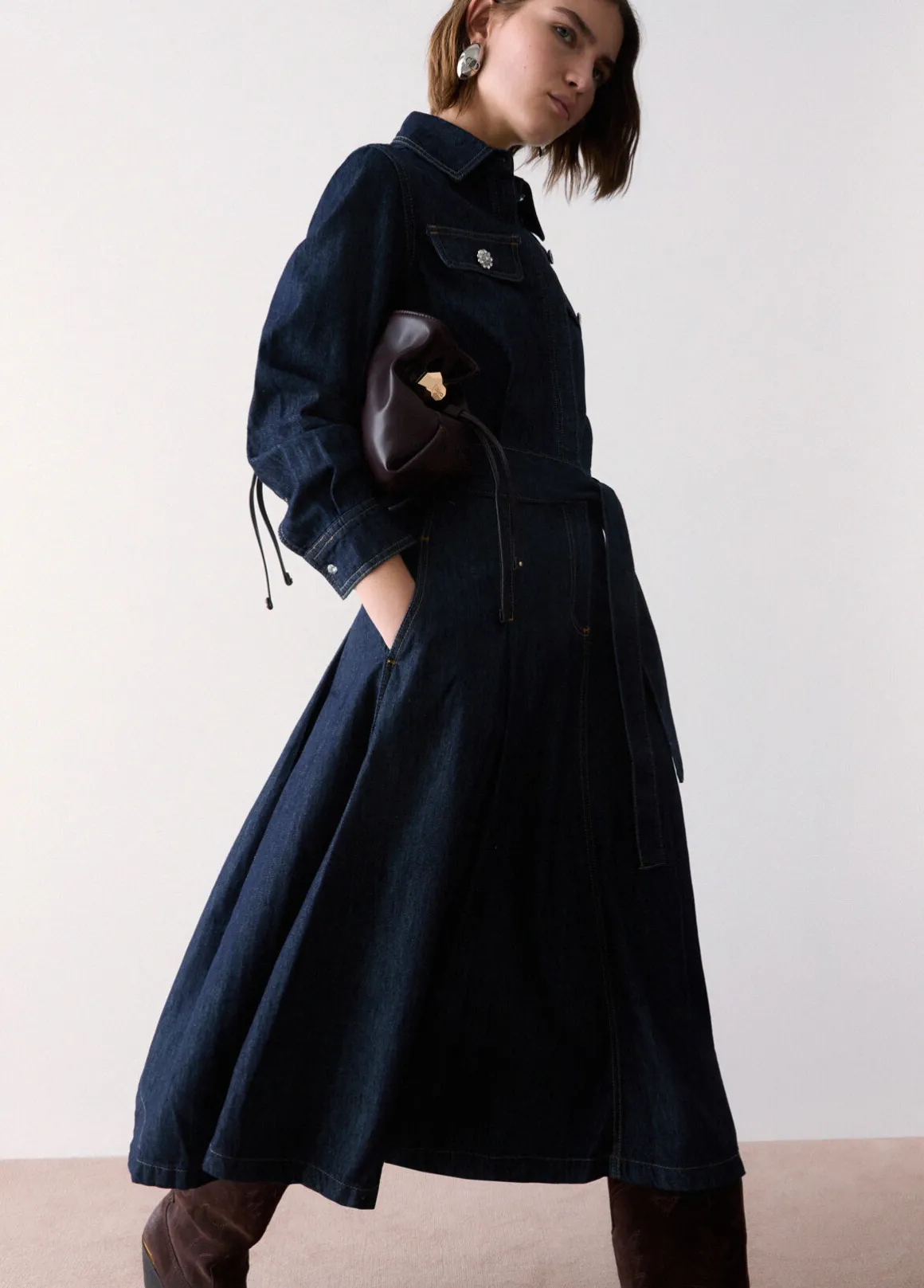 Abito lungo chemisier in denim