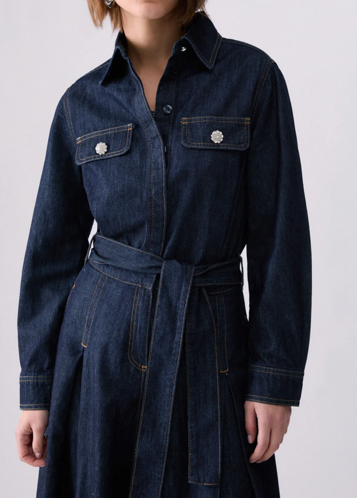 Abito lungo chemisier in denim