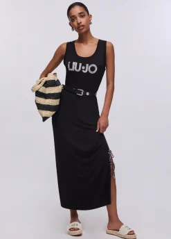 Abito lungo con maxi logo