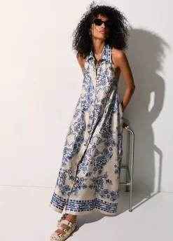 Abito lungo con stampa foulard