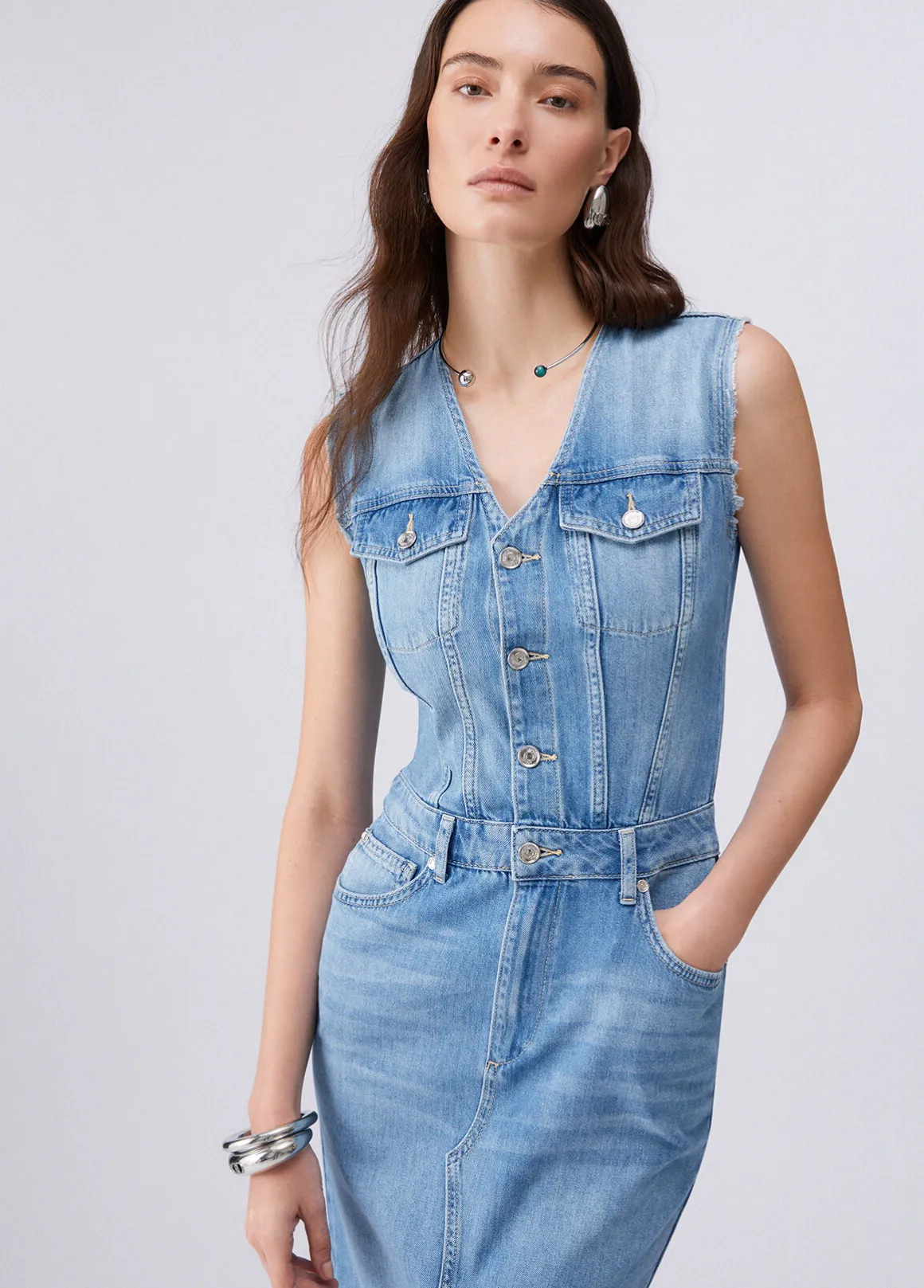 Abito lungo in denim