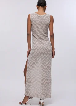 Abito lungo in maglia chevron