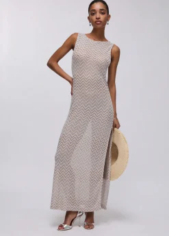 Abito lungo in maglia chevron