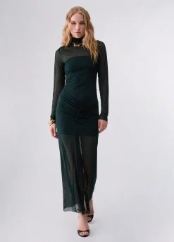 Abito lungo in tulle con strass