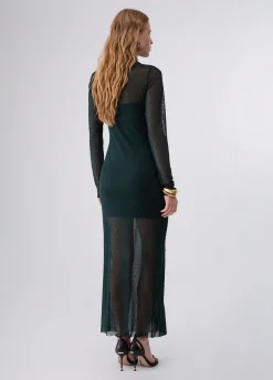 Abito lungo in tulle con strass