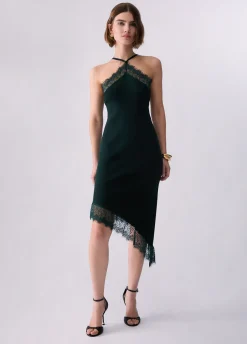 Abito midi in maglia con pizzo