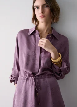Abito midi in raso jacquard