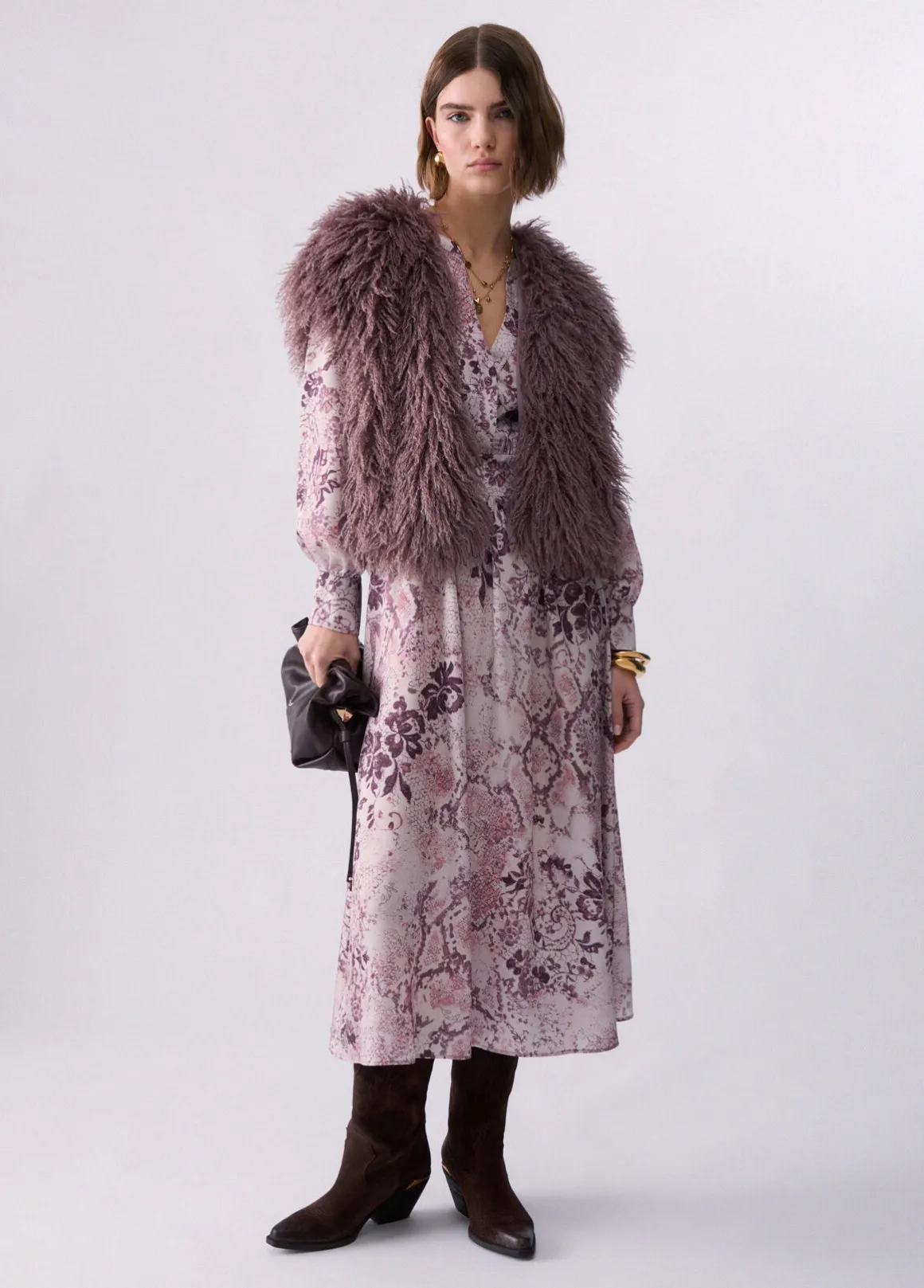 Abito midi in twill stampato
