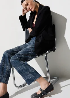 Ballerine in denim con strass
