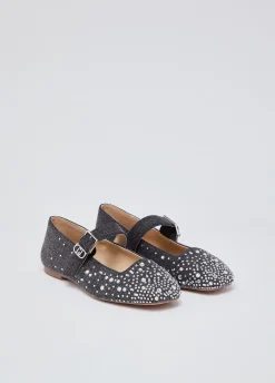 Ballerine in denim con strass