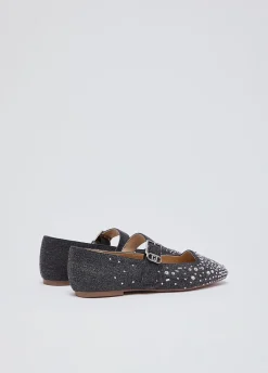 Ballerine in denim con strass