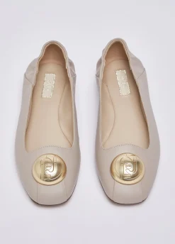 Ballerine in pelle con logo