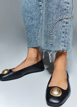 Ballerine in pelle con logo