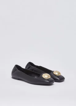 Ballerine in pelle con logo