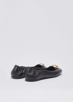 Ballerine in pelle con logo