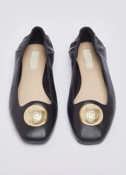 Ballerine in pelle con logo