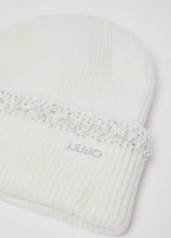 Berretto in maglia con perle