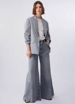 Blazer gessato con borchie