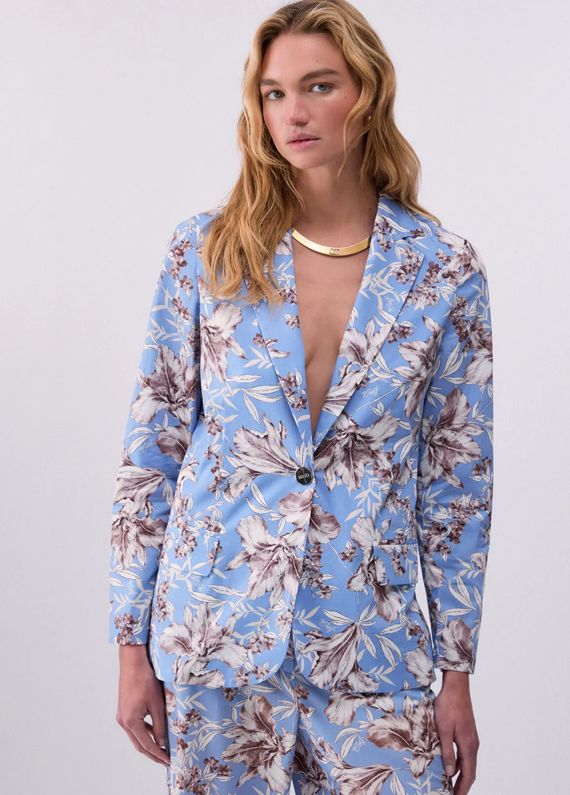 Blazer in popeline stampato