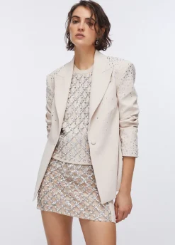 Blazer slim fit con ricami gioiello