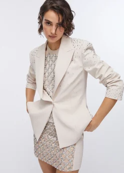 Blazer slim fit con ricami gioiello