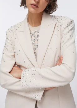 Blazer slim fit con ricami gioiello