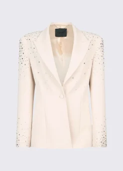 Blazer slim fit con ricami gioiello
