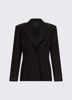 Blazer slim fit con ricami gioiello