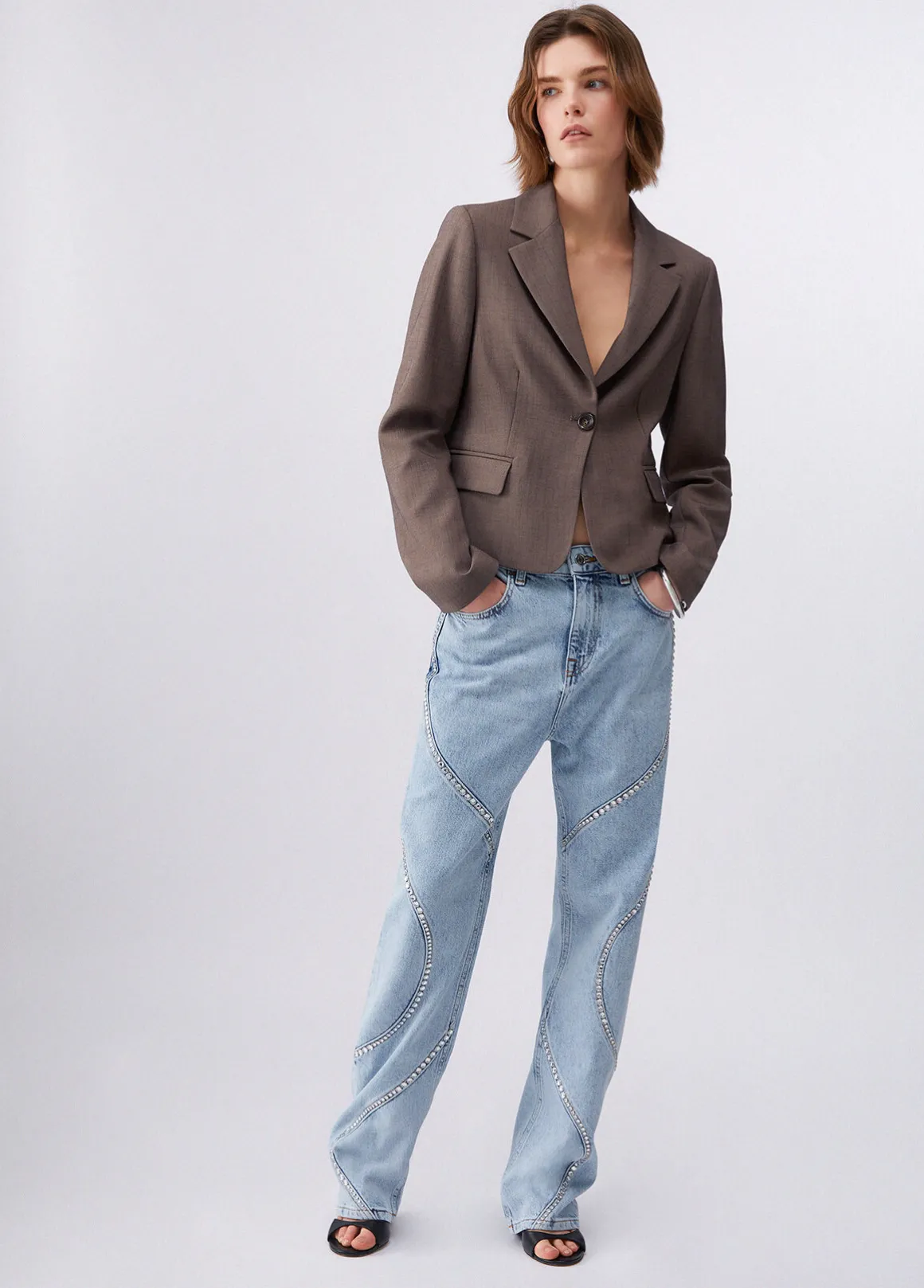 Blazer slim fit in tessuto mélange