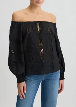 Blusa in cotone con ricami