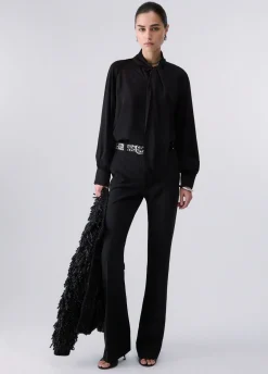 Blusa in raso con fiocco