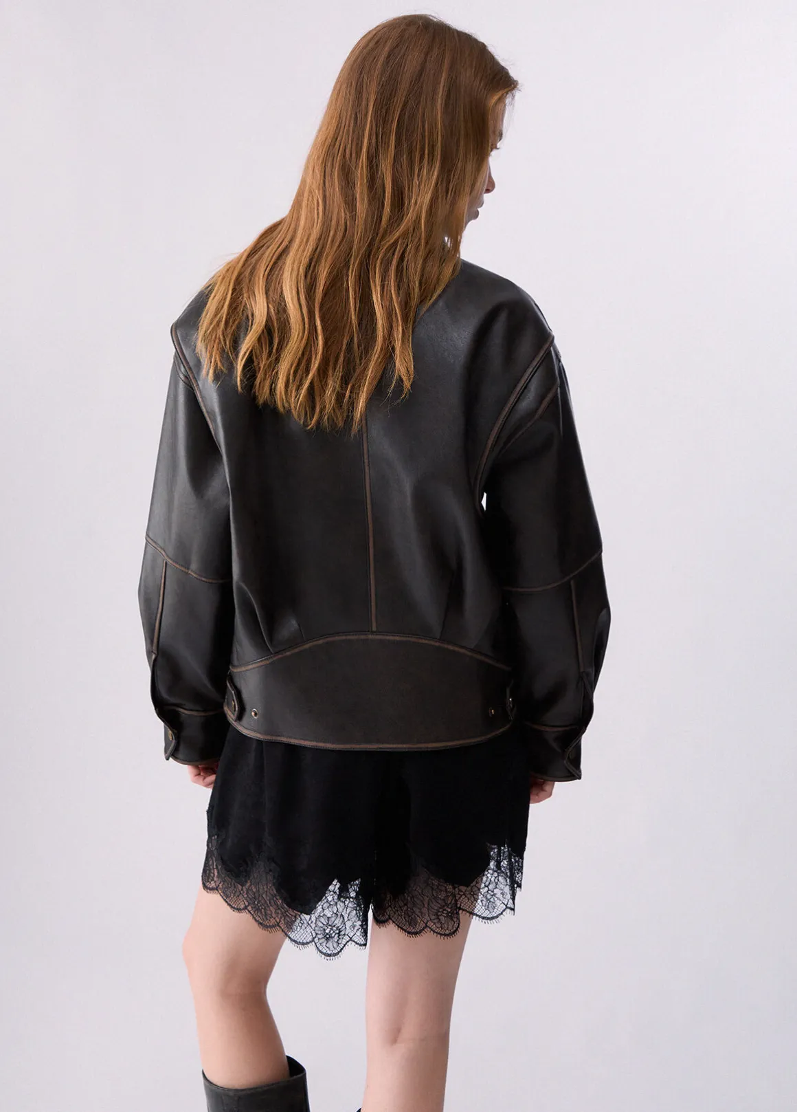 Bomber oversize in tessuto spalmato