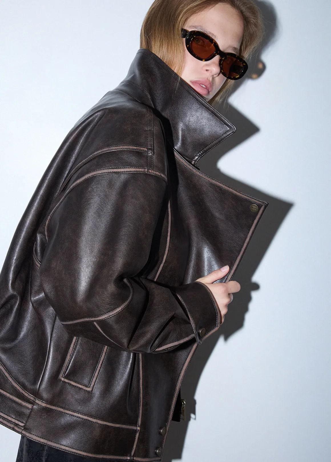 Bomber oversize in tessuto spalmato