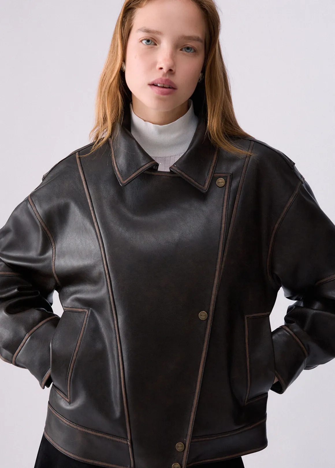Bomber oversize in tessuto spalmato