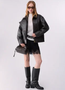 Bomber oversize in tessuto spalmato
