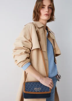 Borsa a tracolla piccola in denim jacquard