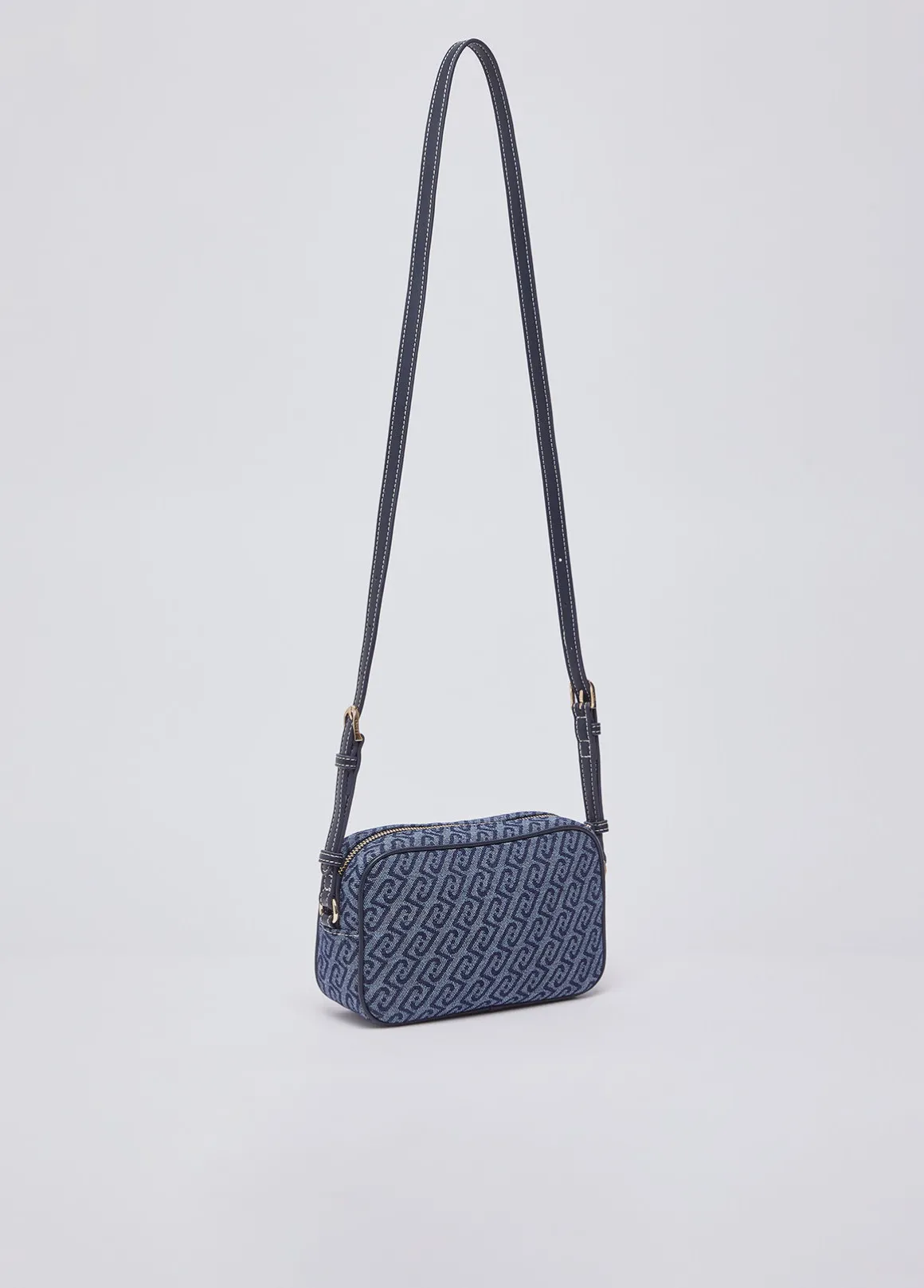Borsa a tracolla piccola in denim jacquard
