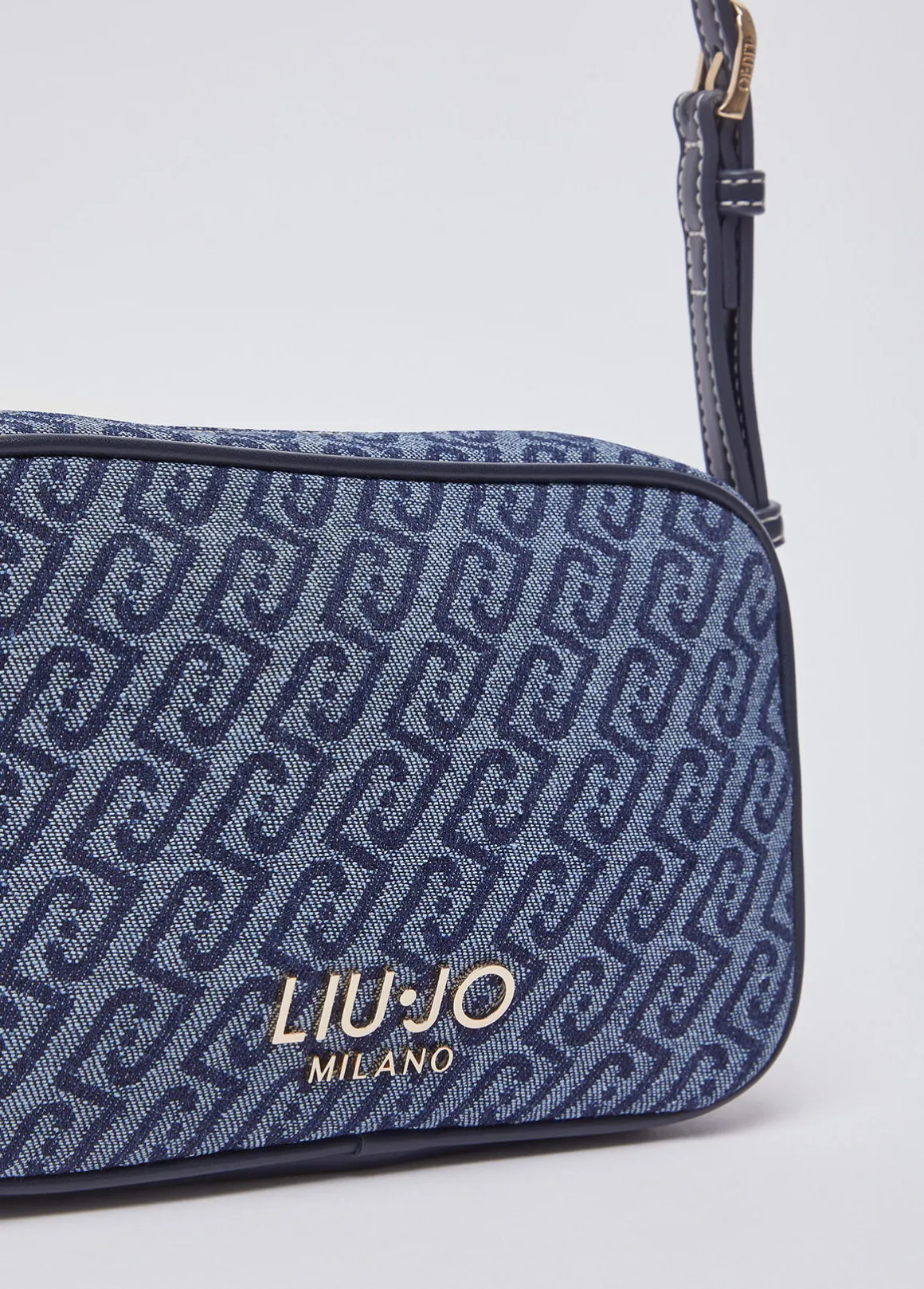 Borsa a tracolla piccola in denim jacquard