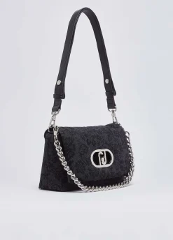 Borsa LaPuffy media in denim stampato