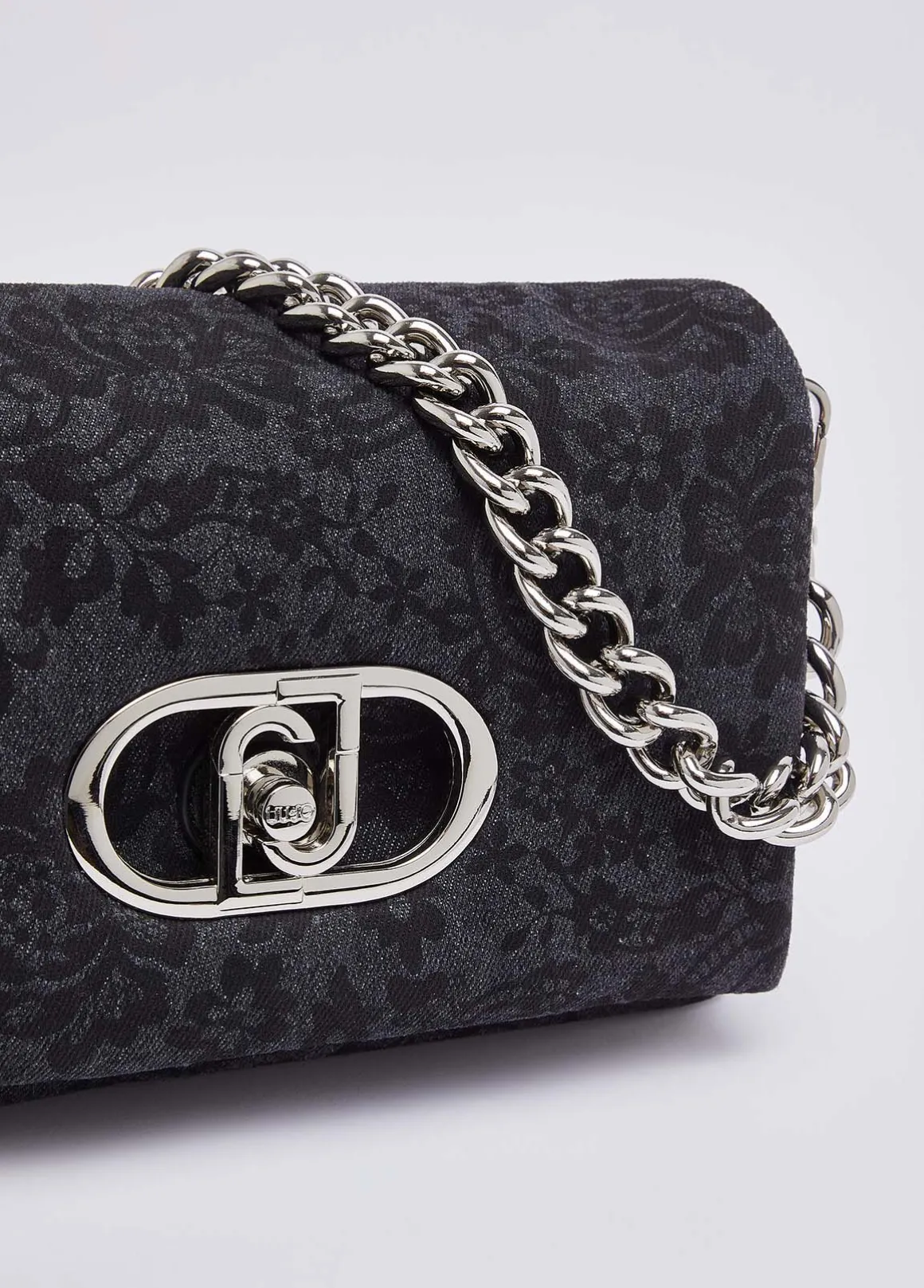 Borsa LaPuffy media in denim stampato