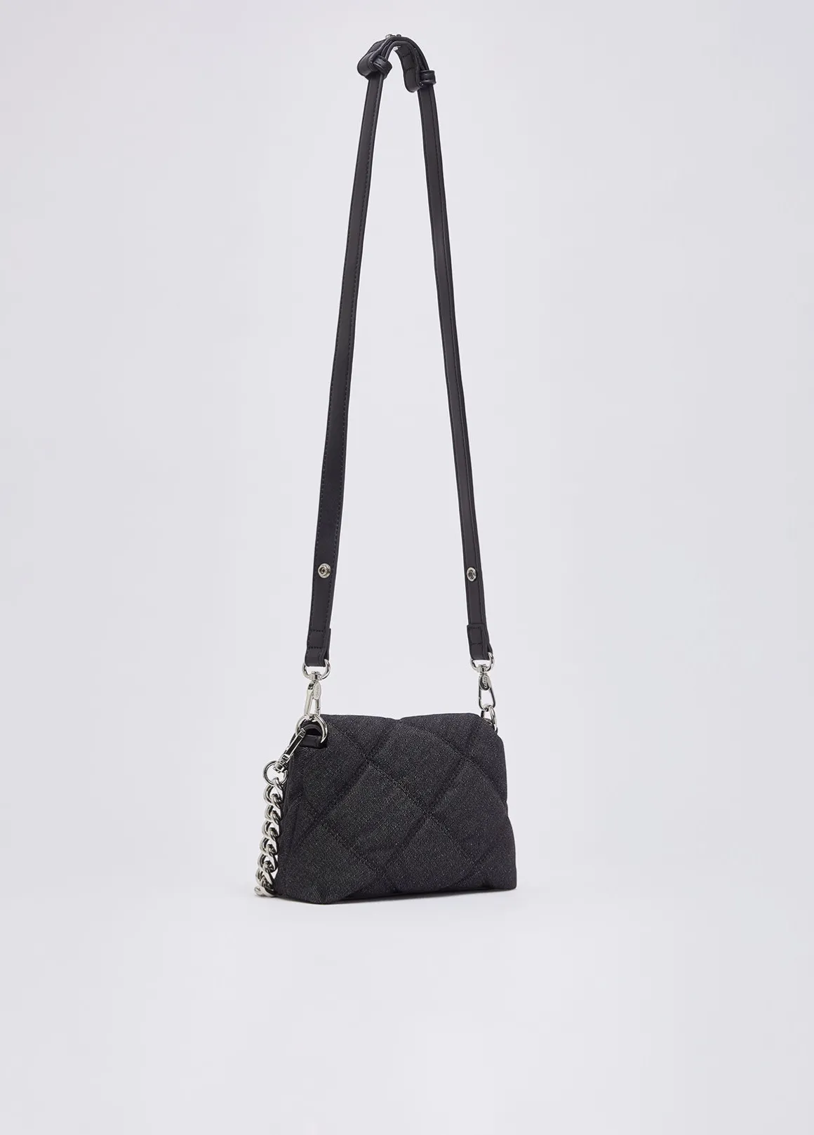 Borsa LaPuffy piccola in denim matelassé