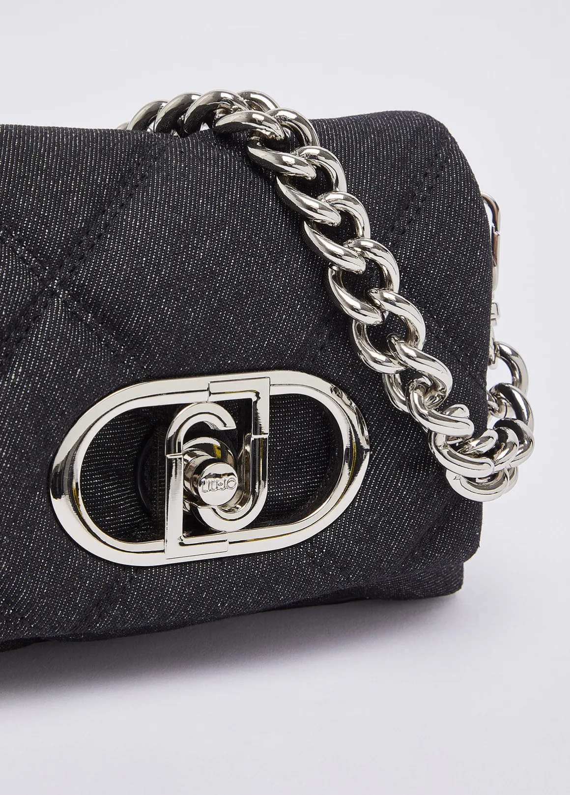Borsa LaPuffy piccola in denim matelassé
