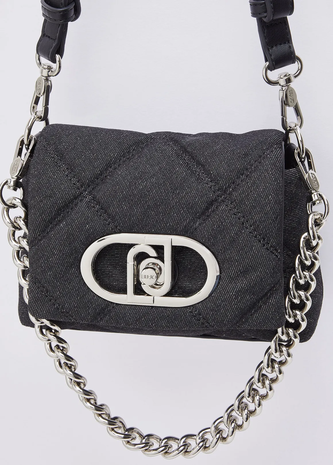 Borsa LaPuffy piccola in denim matelassé
