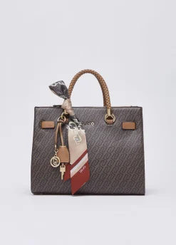 Borsa satchel media con foulard