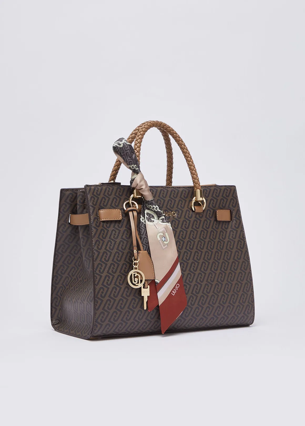 Borsa satchel media con foulard