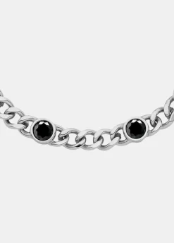 Bracciale in acciaio con pietre nere